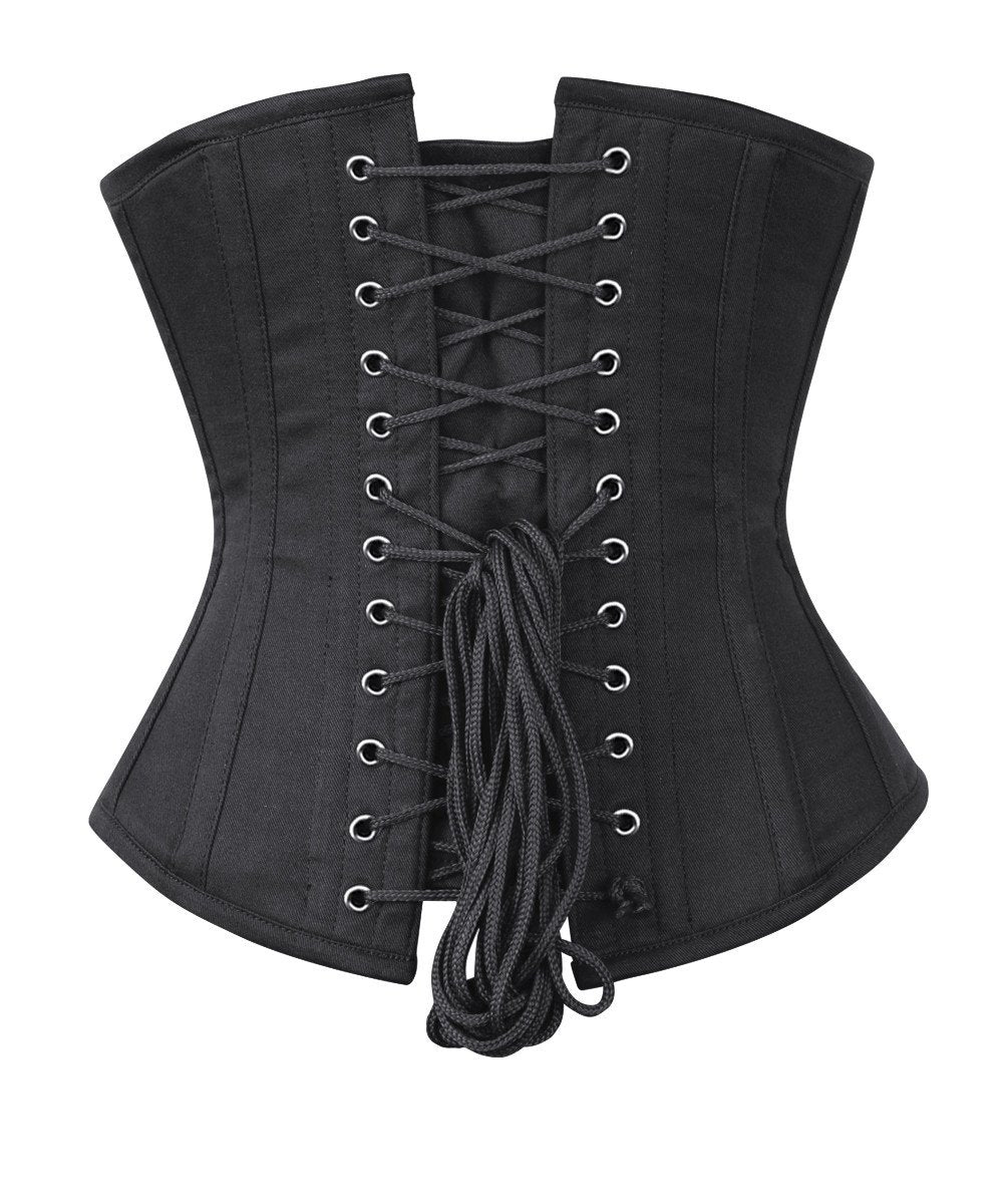 Long Line Black Waist Shaper Corset in 100% Cotton