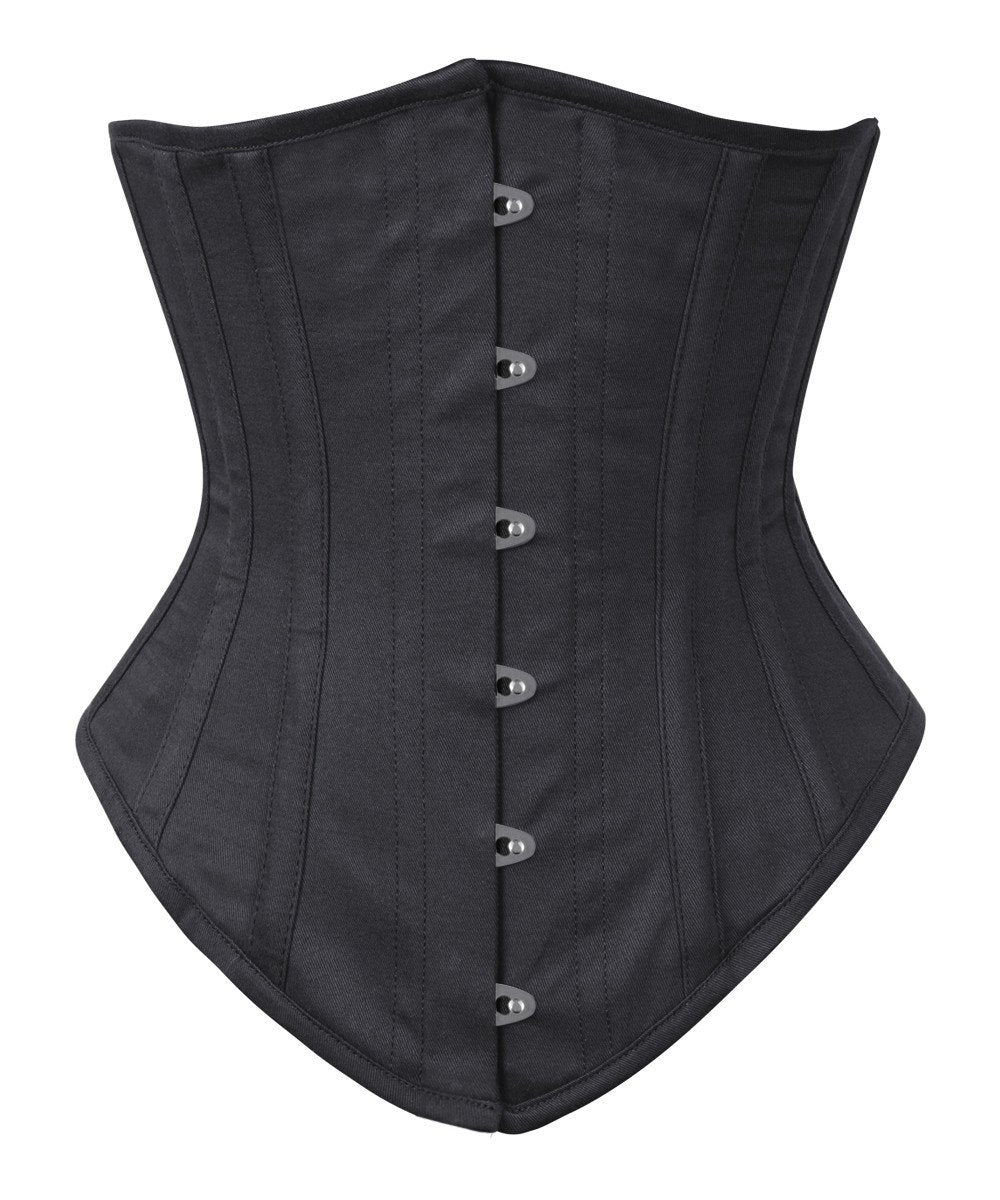 Long Line Black Waist Shaper Corset in 100% Cotton