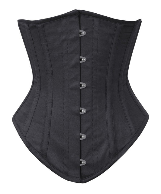 Long Line Black Waist Shaper Corset in 100% Cotton