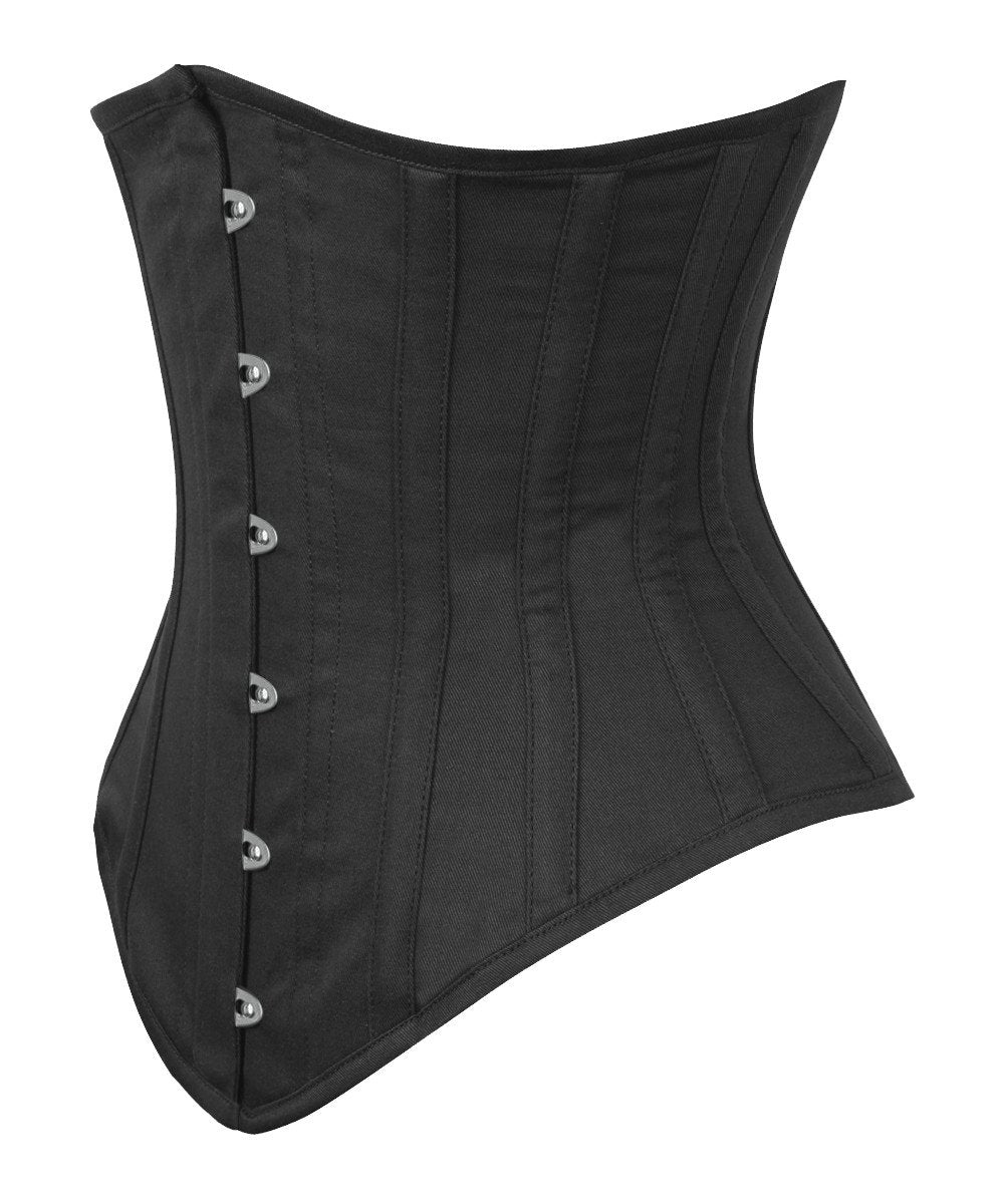 Long Line Black Waist Shaper Corset in 100% Cotton