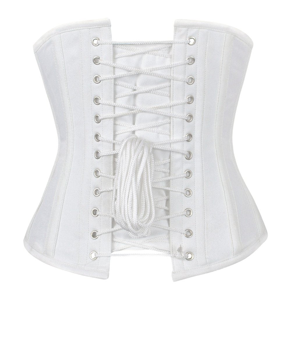 Long Line White Waist Shaper Corset in 100% Cotton
