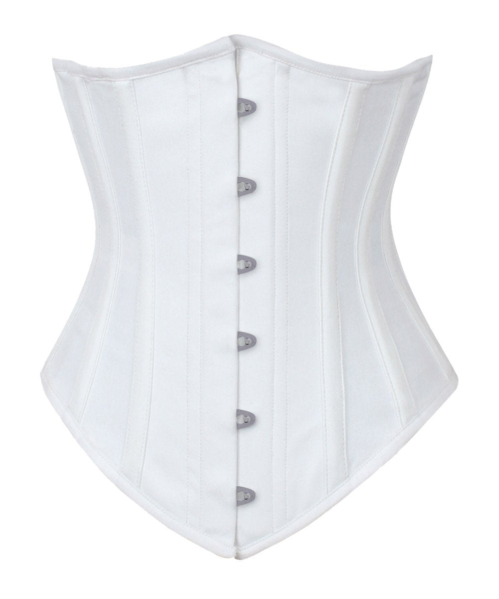 Long Line White Waist Shaper Corset in 100% Cotton