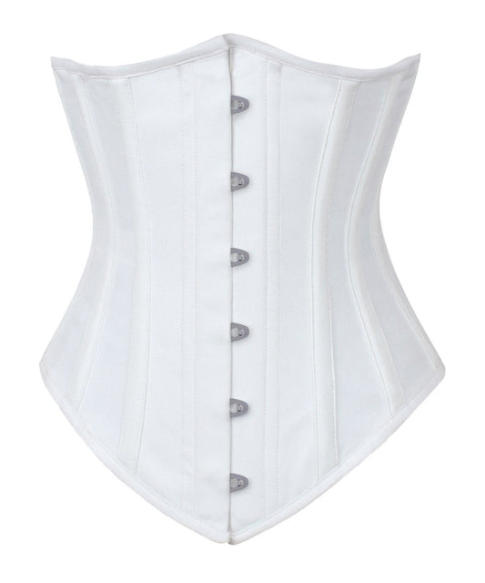 Long Line White Waist Shaper Corset in 100% Cotton