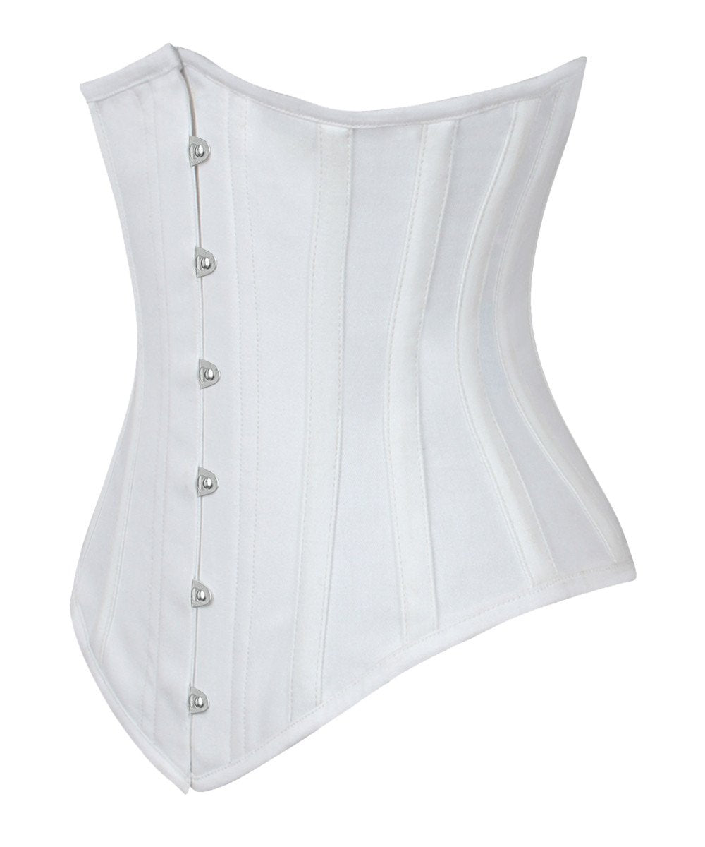 Long Line White Waist Shaper Corset in 100% Cotton