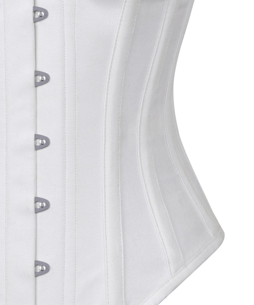 Long Line White Waist Shaper Corset in 100% Cotton
