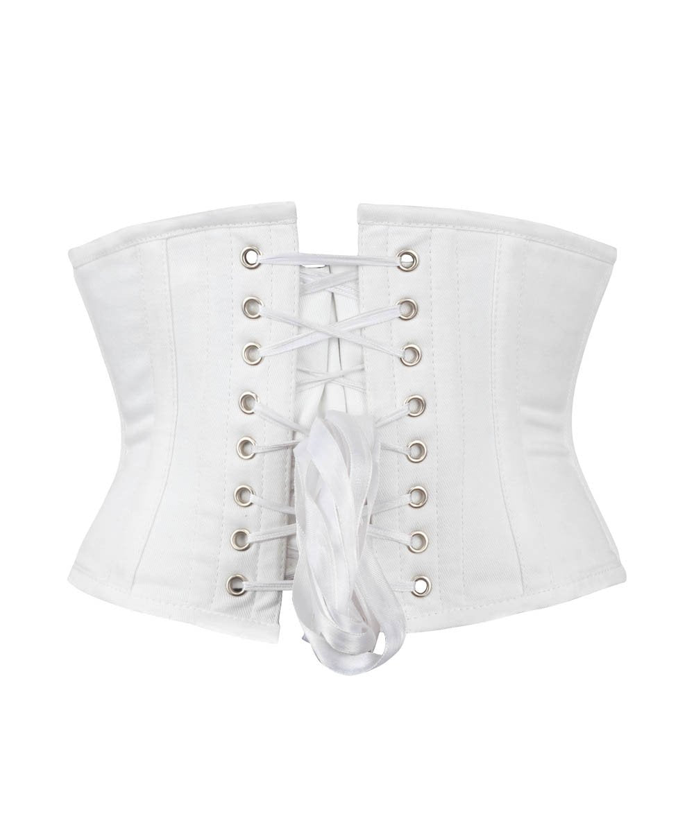 Underbust White Waist Cincher Corset in 100% Cotton