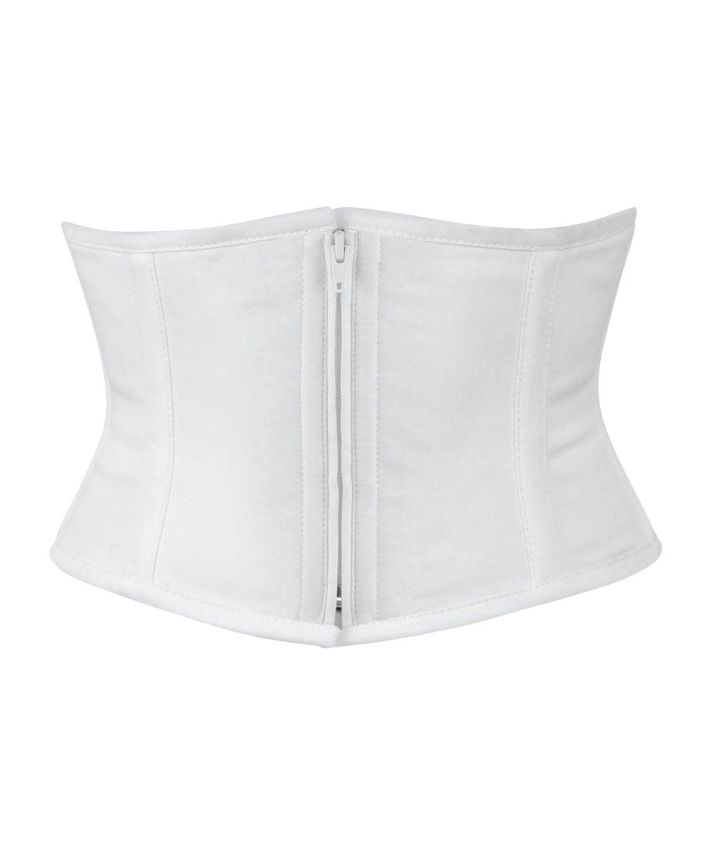 Underbust White Waist Cincher Corset in 100% Cotton