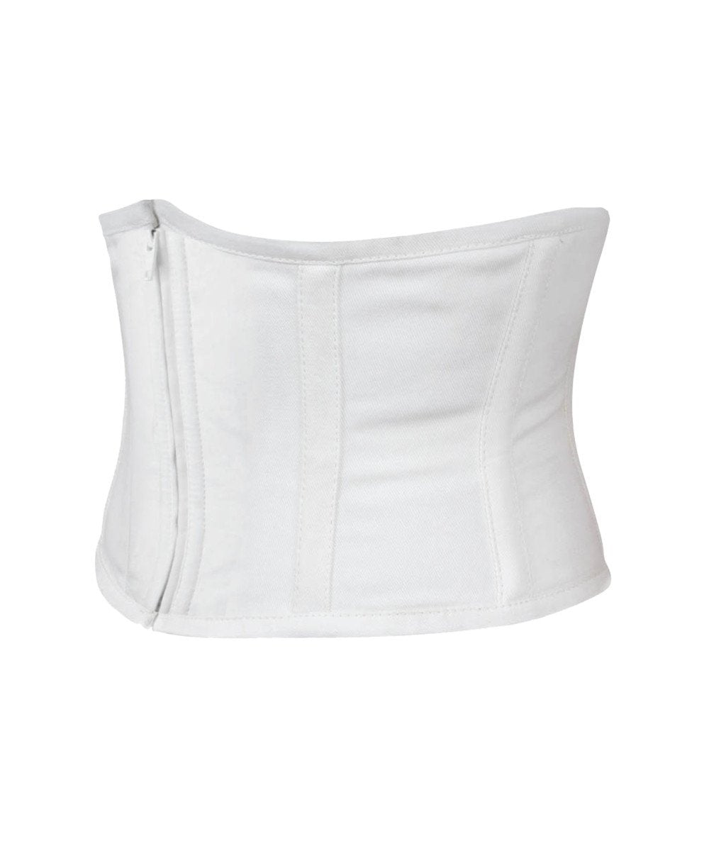 Underbust White Waist Cincher Corset in 100% Cotton