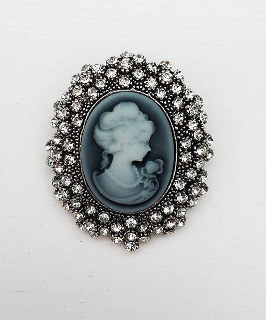 Fidelma Victorian Cameo Rhinestone Brooch