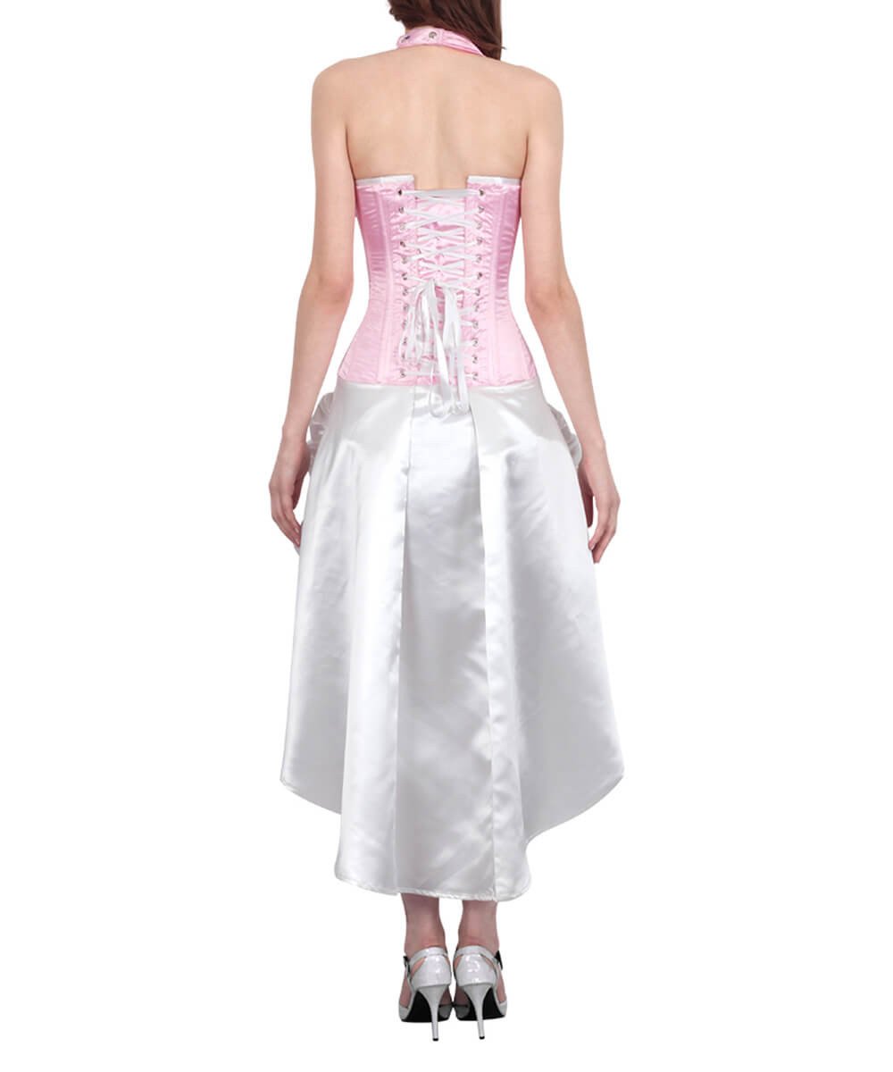 Katlin Pink and White Halter Neck Corset Dress