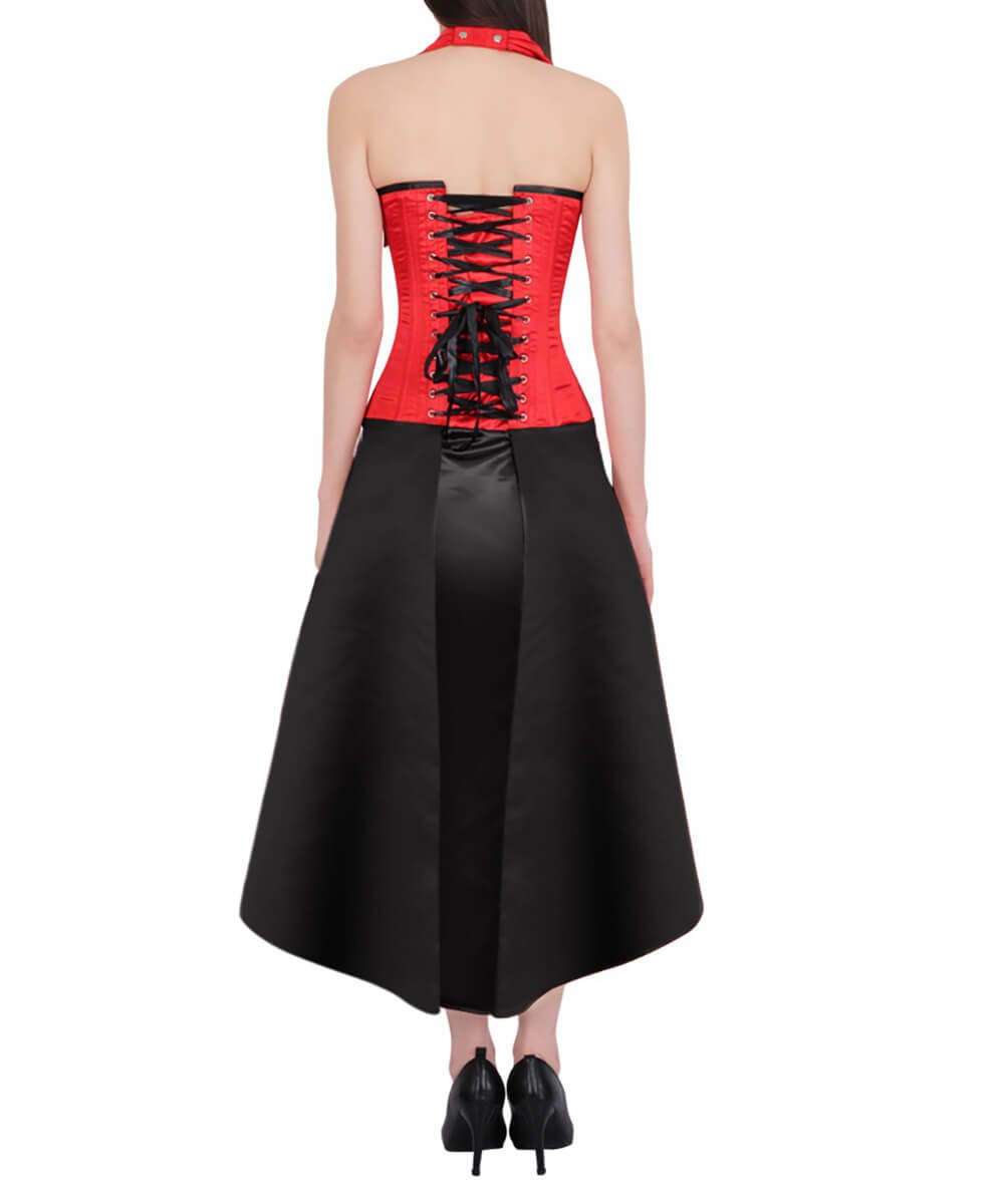 Ailne Red and Black Overbust Corset Dress