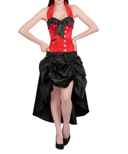 Ailne Red and Black Overbust Corset Dress