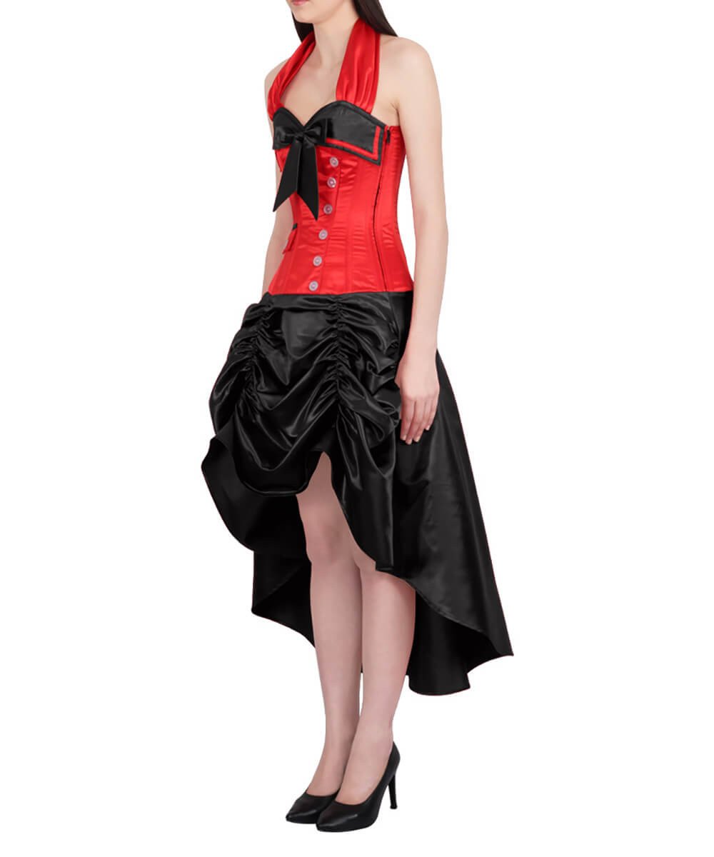 Ailne Red and Black Overbust Corset Dress