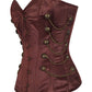 Nita Steel Boned Overbust Brown Corset with Chains
