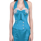 Horims Halter Neck Turquoise Overbust Corset