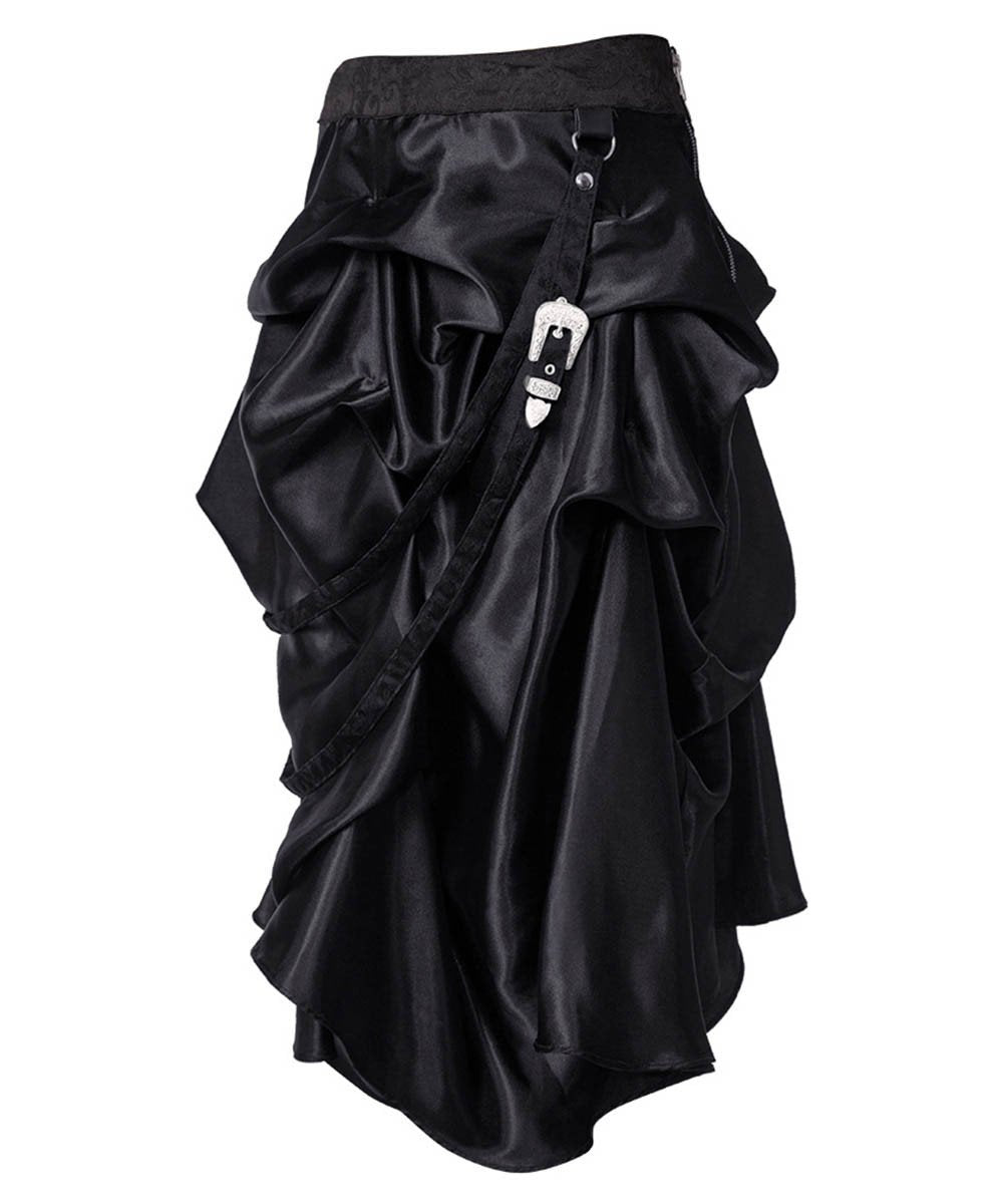 Joyce Black Gothic Skirt with Ruched