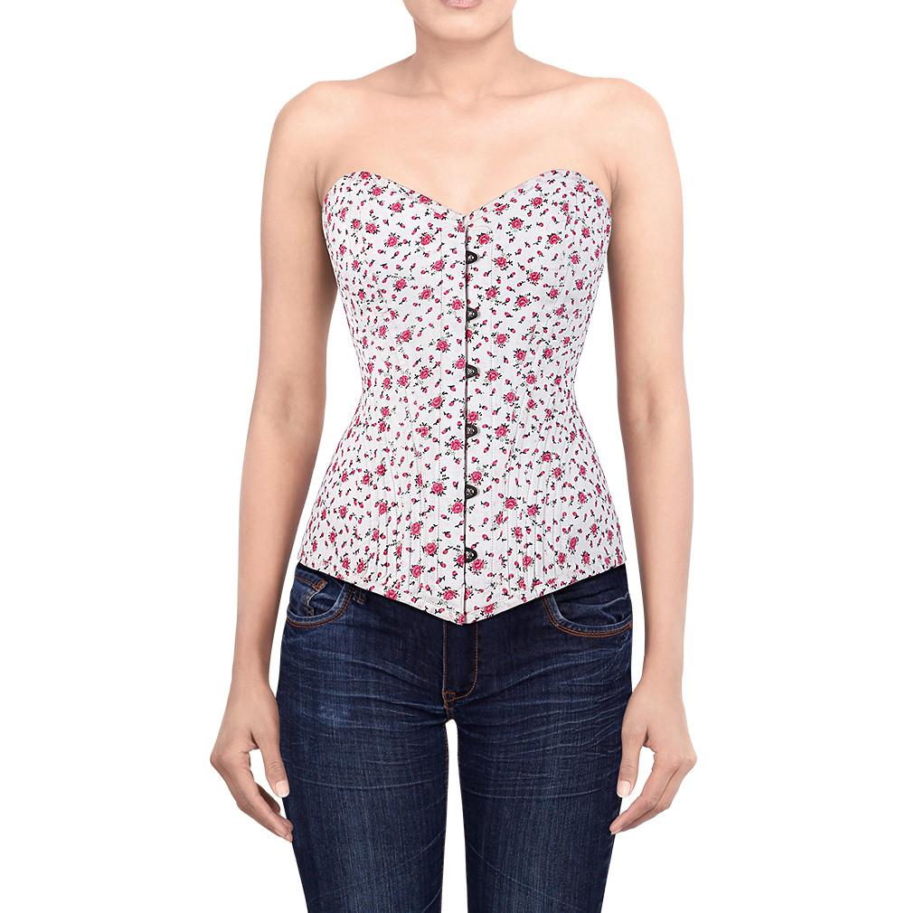 Haaris Floral Print Cotton Corset
