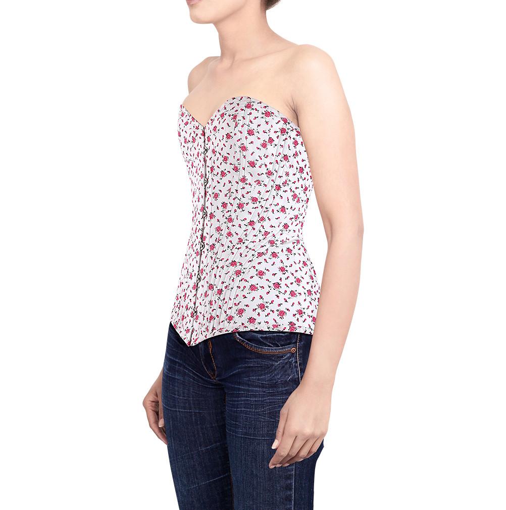 Haaris Floral Print Cotton Corset