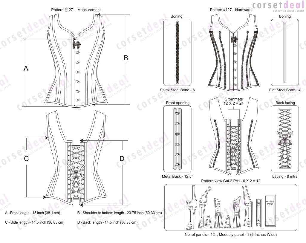 Ellette Gothic Steel Boned Overbust Corset with Buckles